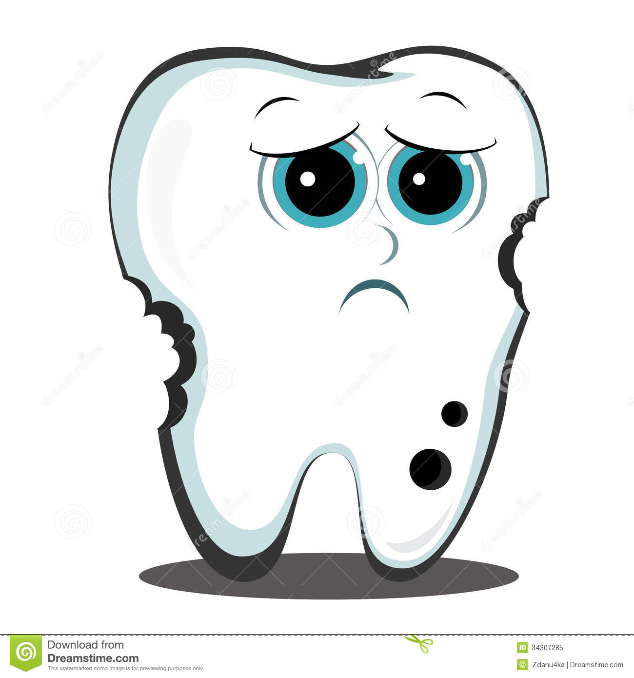 bad tooth sad sick affected caries